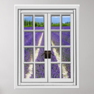 Uitzicht Lavender Field Fake Window Poster