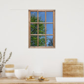 Uitzicht Leafy Tree van een venster Poster (Keuken)