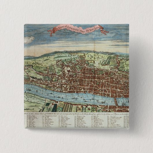 Uitzicht Londen, c.1560 Vierkante Button 5,1 Cm (Voorkant)