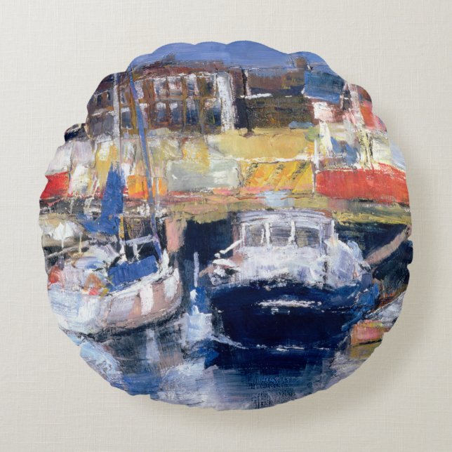Uitzicht Lowestoft Harbour Rond Kussen (Voorkant)