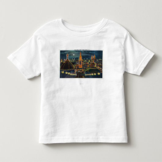 Uitzicht Luna Park bij nacht Kinder Shirts (Voorkant)