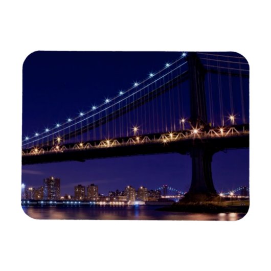 Uitzicht Manhattan-brug 's nachts Magneet (Horizontaal)