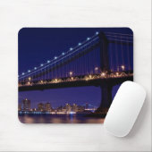 Uitzicht Manhattan-brug 's nachts Muismat (Met muis)