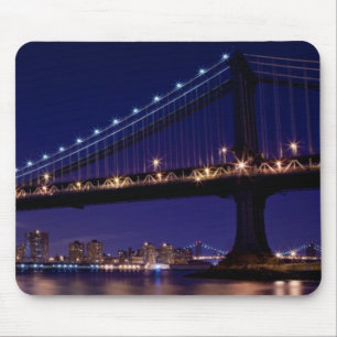 Uitzicht Manhattan-brug 's nachts Muismat
