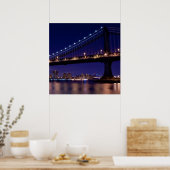 Uitzicht Manhattan-brug 's nachts Poster (Keuken)