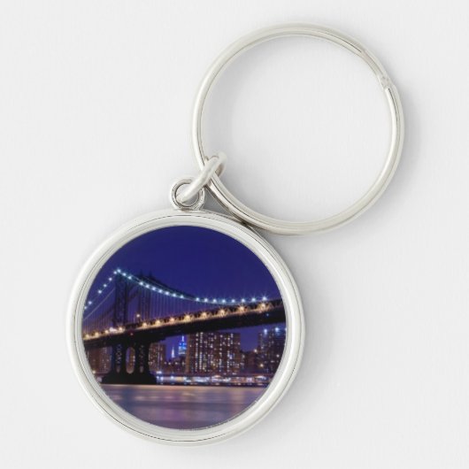Uitzicht Manhattan-brug 's nachts Sleutelhanger (Voorkant)