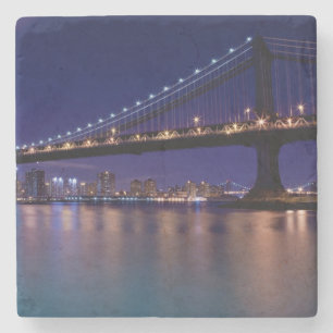 Uitzicht Manhattan-brug 's nachts Stenen Onderzetter