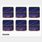 Uitzicht Manhattan-brug 's nachts Vierkante Sticker (Vel)