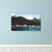 Uitzicht met DocksTenakee Springs, AK Canvas Afdruk (Insitu (Houten vloer))