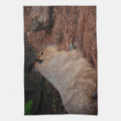 uitzicht met het regale capybara back theedoek (Verticaal)