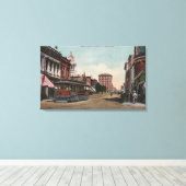 Uitzicht met Street Car Canvas Afdruk (Insitu (Houten vloer))