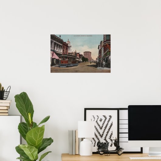 Uitzicht met Street Car Poster (Thuiskantoor)