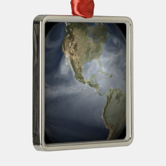 Uitzicht met waterdamp op volle aarde metalen ornament (Rechts)