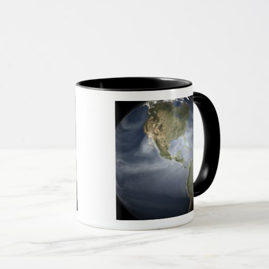 Uitzicht met waterdamp op volle aarde mok (Voorkant rechts)