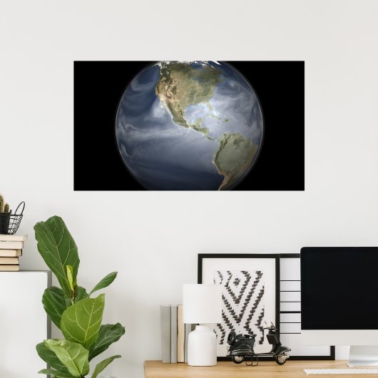 Uitzicht met waterdamp op volle aarde poster (Thuiskantoor)