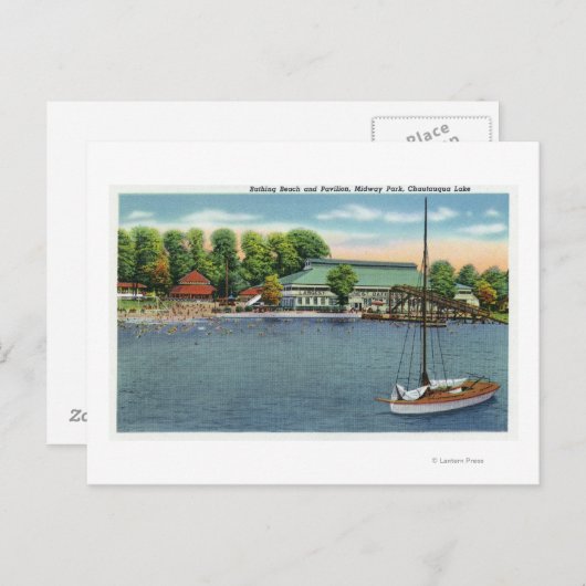 Uitzicht Midway Park Beach en Pavilion Briefkaart (Voorkant / Achterkant)