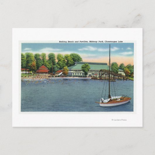 Uitzicht Midway Park Beach en Pavilion Briefkaart (Voorkant)