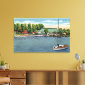 Uitzicht Midway Park Beach en Pavilion Canvas Afdruk (Insitu (Woonkamer))