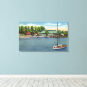 Uitzicht Midway Park Beach en Pavilion Canvas Afdruk (Insitu (Houten vloer))