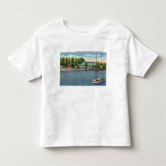 Uitzicht Midway Park Beach en Pavilion Kinder Shirts (Voorkant)