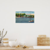 Uitzicht Midway Park Beach en Pavilion Poster (Keuken)