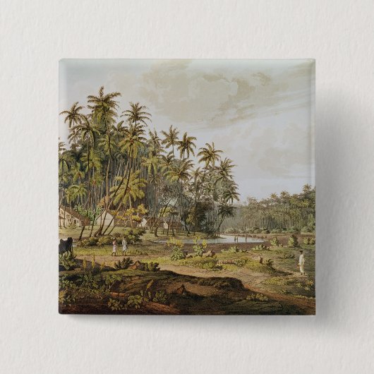 Uitzicht nabij Point du Galle, Ceylon Vierkante Button 5,1 Cm (Voorkant)