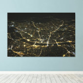 Uitzicht-nachtlampjes in verbindingscanvas canvas afdruk (Insitu (Houten vloer))