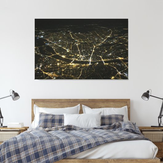 Uitzicht-nachtlampjes in verbindingscanvas canvas afdruk (Insitu (Slaapkamer))