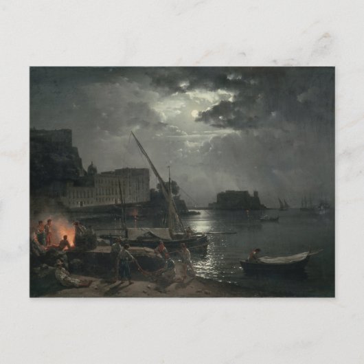 Uitzicht Napels in Moonlight, 1829 Briefkaart (Voorkant)