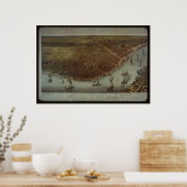  Uitzicht New Orleans City - 1885 Poster (Keuken)