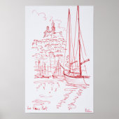Uitzicht Notre-Dame de la Garde | Oude haven, Mars Poster (Voorkant)