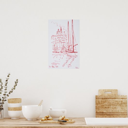 Uitzicht Notre-Dame de la Garde | Oude haven, Mars Poster (Keuken)