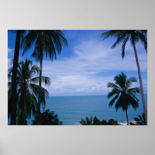 Uitzicht oceaanhorizon vanaf het land poster (Voorkant)