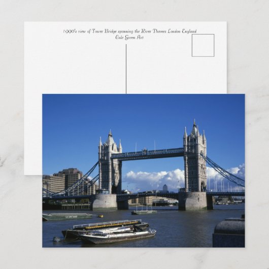 uitzicht of Tower Bridge uit 1990 Briefkaart (Voorkant / Achterkant)