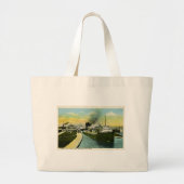 Uitzicht onder de Soo, Soo Locks, Michigan Grote Tote Bag (Voorkant)