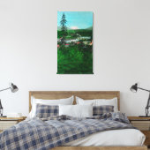 Uitzicht op afstand van Glacier Peak en Town Canvas Afdruk (Insitu (Slaapkamer))