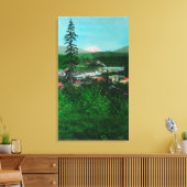 Uitzicht op afstand van Glacier Peak en Town Canvas Afdruk (Insitu (Woonkamer))