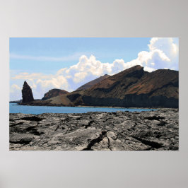 Uitzicht op Bartolome-eiland in de Galapagos-eilan Poster