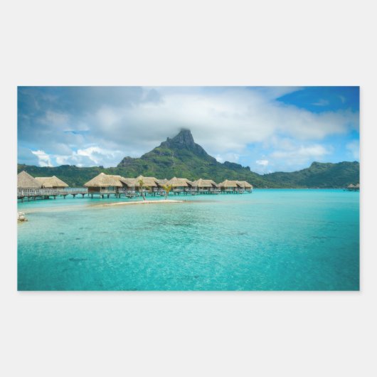Uitzicht op Bora Bora eiland rechthoekige sticker (Voorkant)