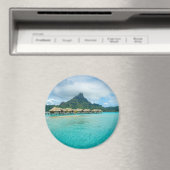 Uitzicht op Bora Bora eiland ronde magneet (Insitu (Vaatwasser))