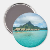 Uitzicht op Bora Bora eiland ronde magneet (Voorkant / Achterkant)