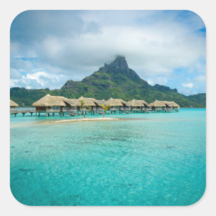 Uitzicht op Bora Bora eiland vierkante sticker