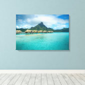 Uitzicht op Bora Bora eilanddoek print (Insitu (Houten vloer))