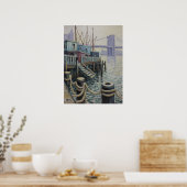 Uitzicht op Brooklyn Bridge vanaf de Waterfront Pi Poster (Keuken)