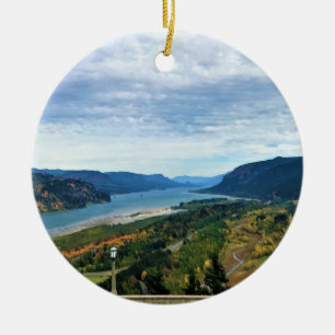 Uitzicht op Columbia rivier, Columbia River Gorge, Keramisch Ornament
