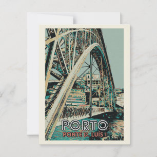 Uitzicht op D. Luis-brug illustratie Porto Portuga Briefkaart