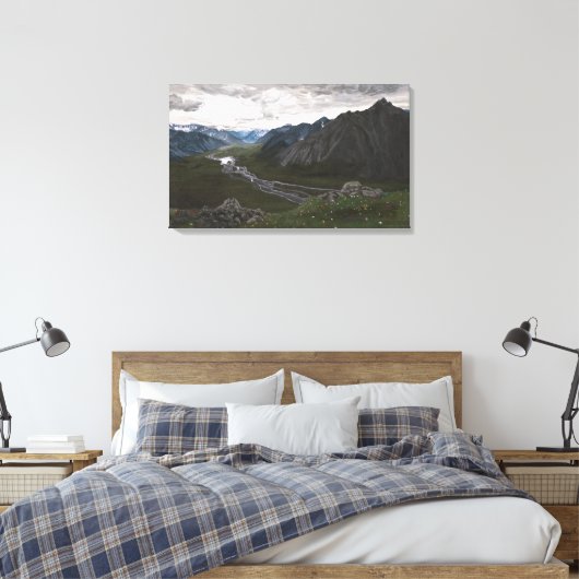 Uitzicht op de Brooks Range: Canvas Uncropped (Insitu (Slaapkamer))