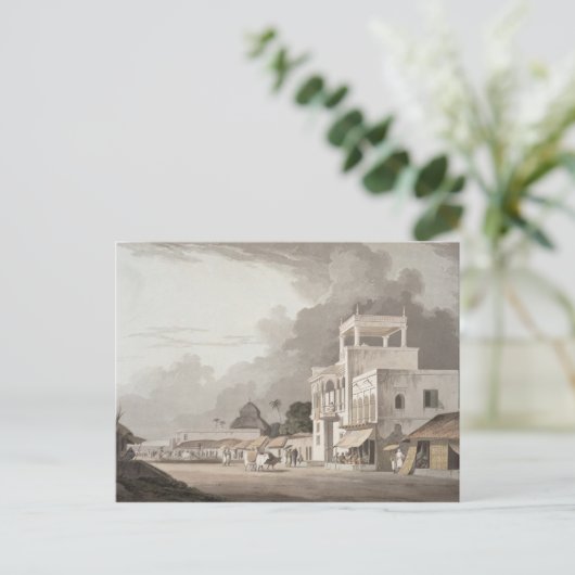 Uitzicht op de Chitpore Road, Calcutta, bord II va Briefkaart (Staand voorkant)