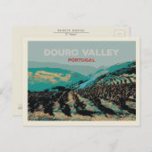 Uitzicht op de Douro-vallei illustratie, Portugal Briefkaart (Voorkant / Achterkant)