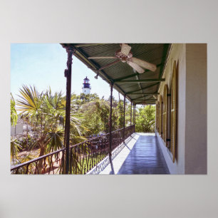 Uitzicht op de Key West-vuurtoren vanuit het Hemin Poster